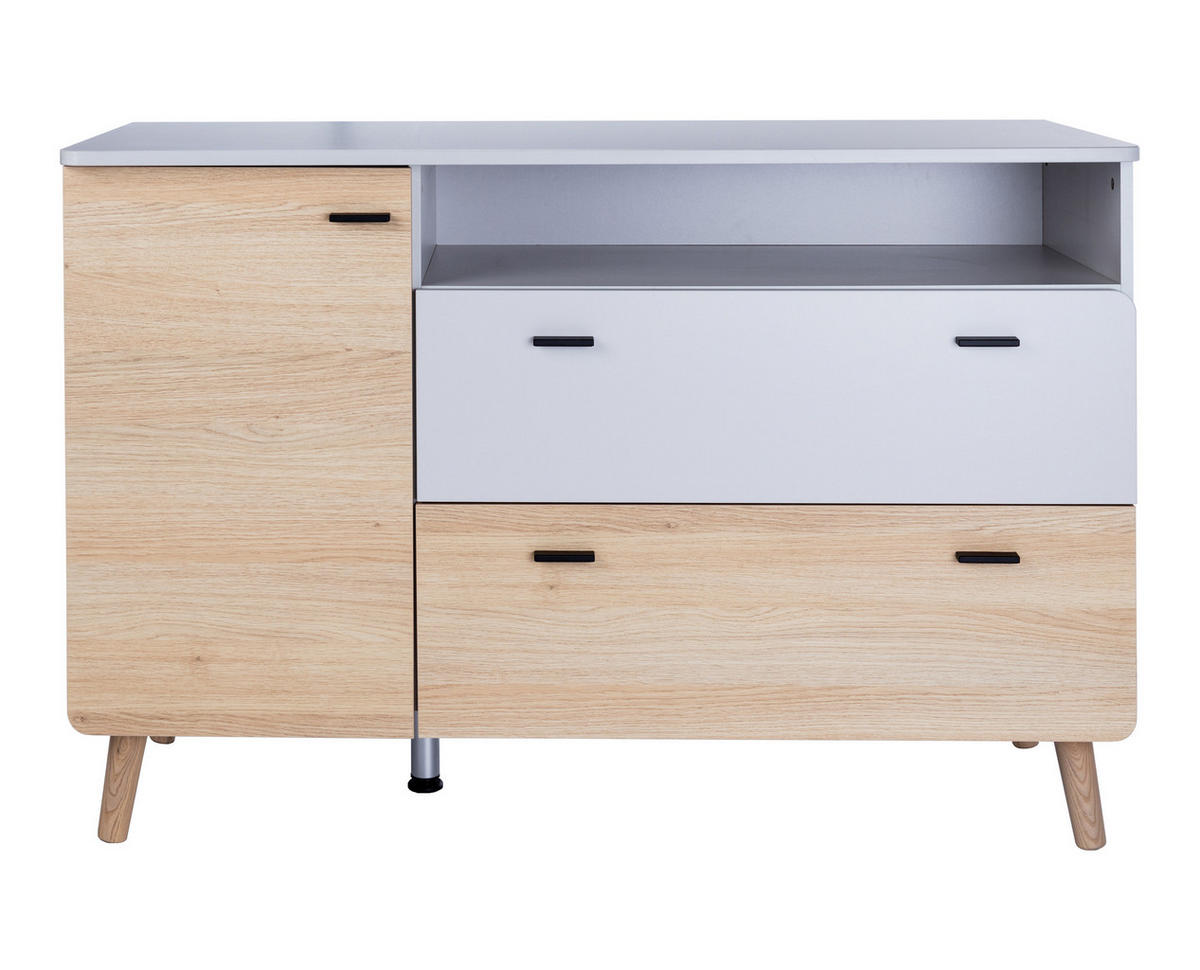 WICKELKOMMODE Lovis XL - Eichefarben/Hellgrau, Holz/Holzwerkstoff (132/100/79cm) - arthur berndt