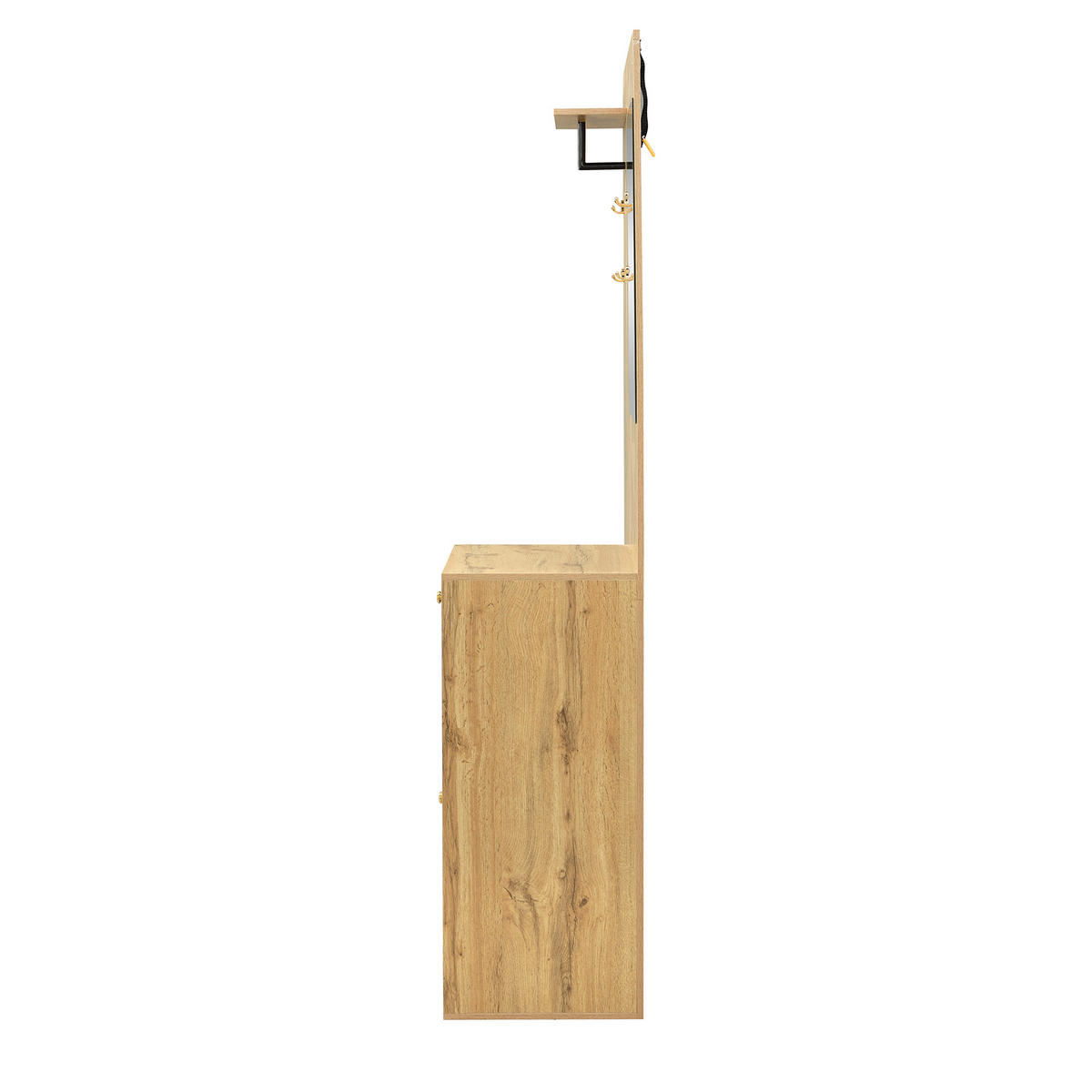 DIELENGARDEROBE 110/37/185,5 cm mit Spiegel, Sitzbank und Stauraum - Schwarz, Holzwerkstoff (110/185.5/37cm) - BEAOK