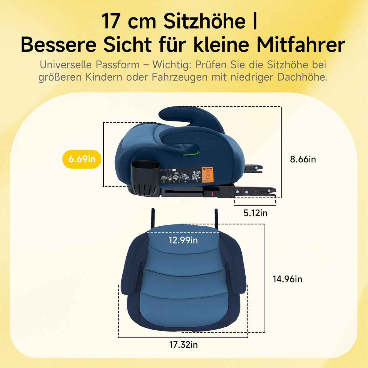 KINDERSITZERHÖHUNG Autositz & waschbarer Bezug/Armlehnen/Becherhalter - Blau, Textil (44/22/38cm) - BEXEVUE