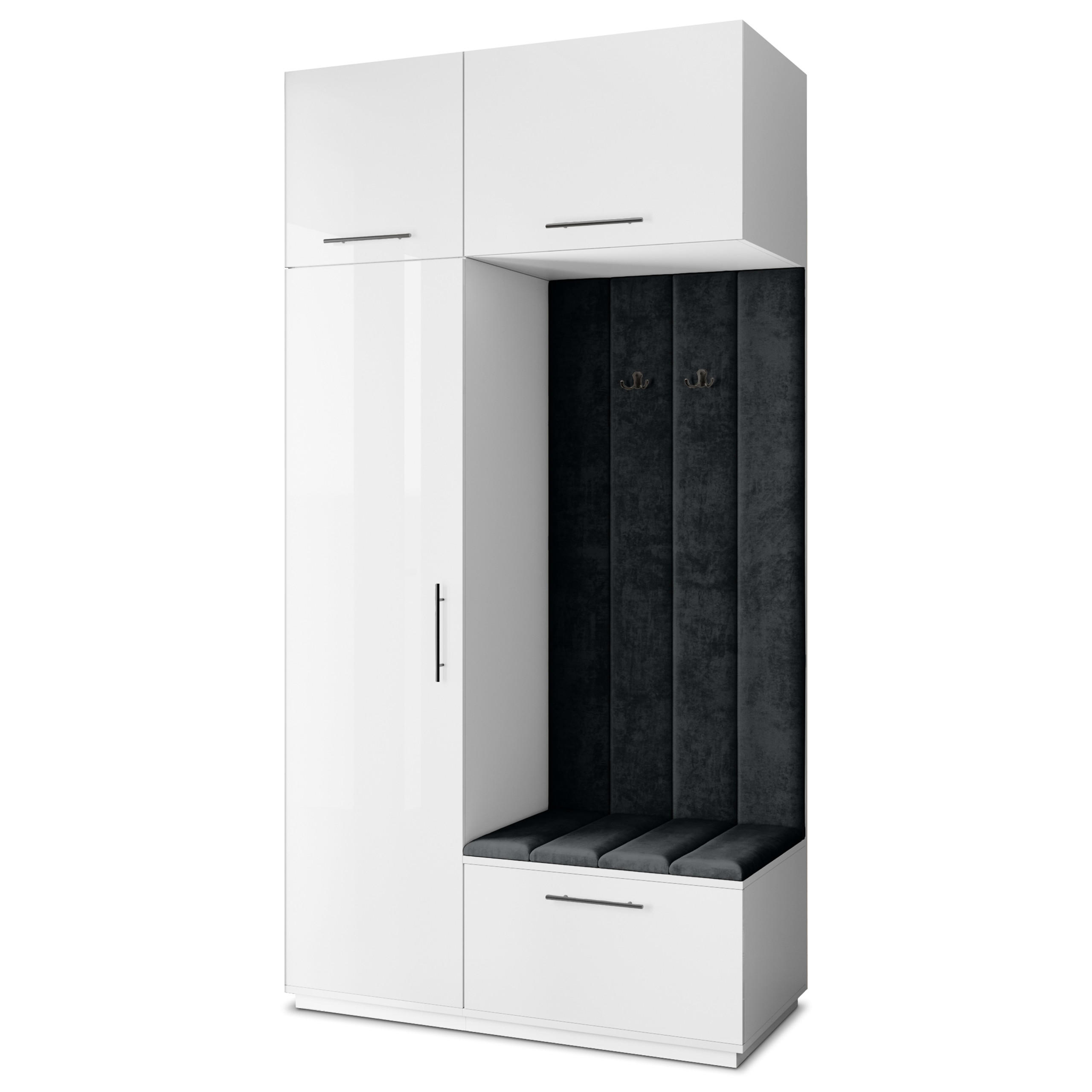 Masseno Garderobenschrank Weiß, Schwarz 120x240x60 cm