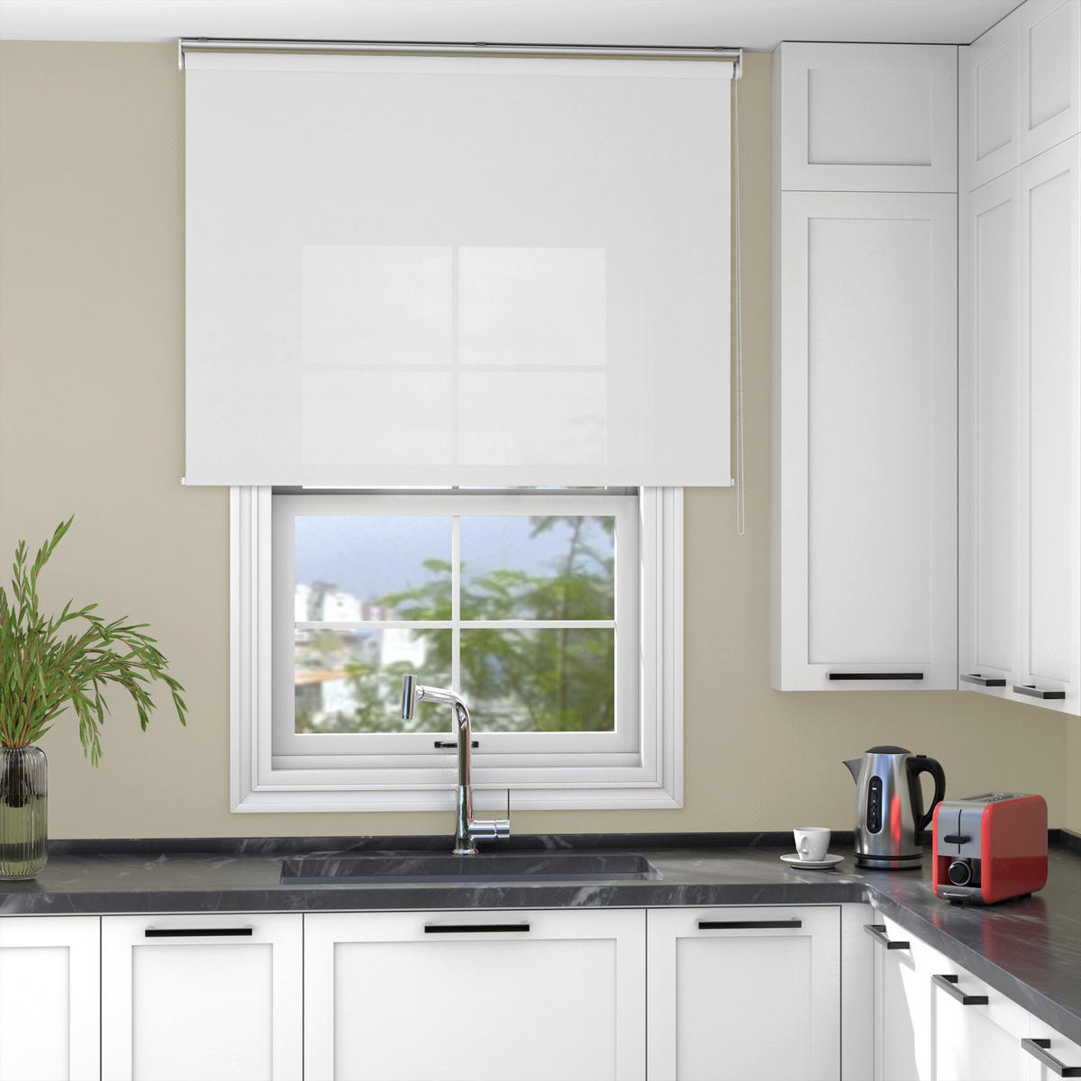 ROLLO blickdicht - Weiß, Textil (80/220cm) - Deco-Raum