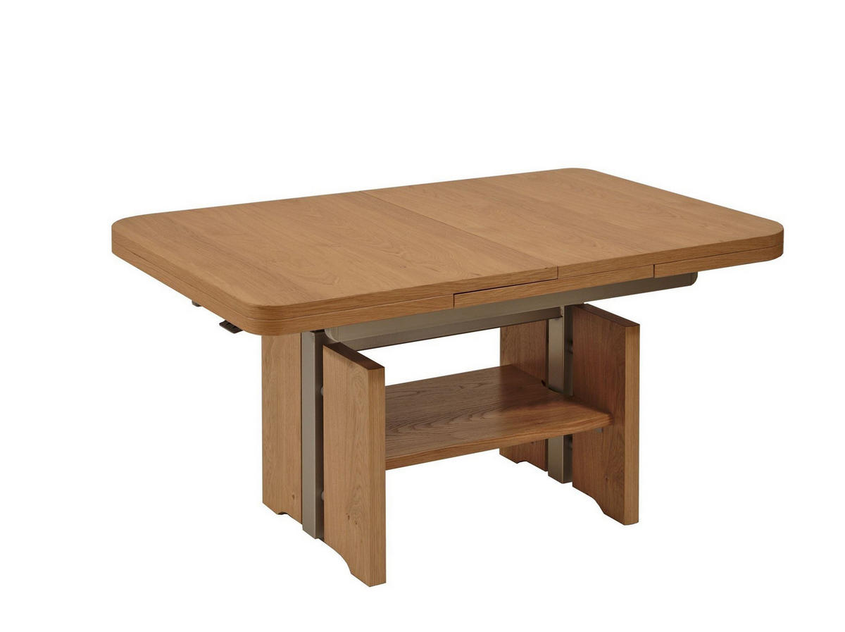 FUNKTIONSTISCH Cassandry höhenverstellbar und ausziehbar 120(160) x 70 x 56-75 Wohnzimmertisch massiv Wildeiche - Braun, Holz (120/70/56cm) - 58aufmkessel