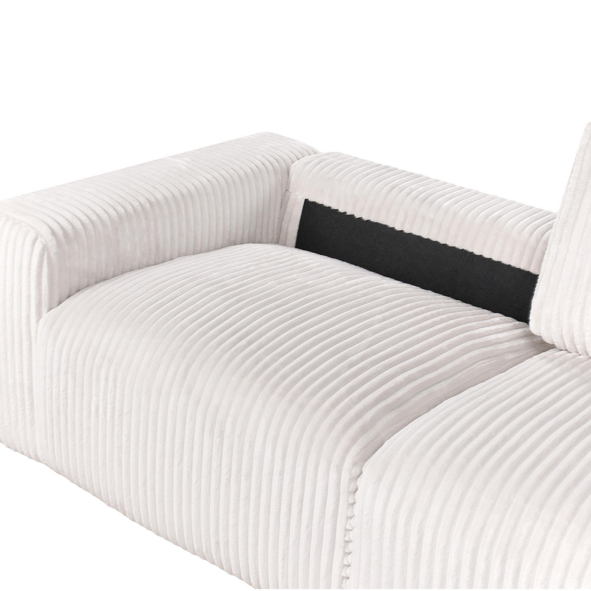 3-SITZER-SOFA Cord Cremeweiß Sandora - Creme, Textil (216/87/98cm) - Beliani