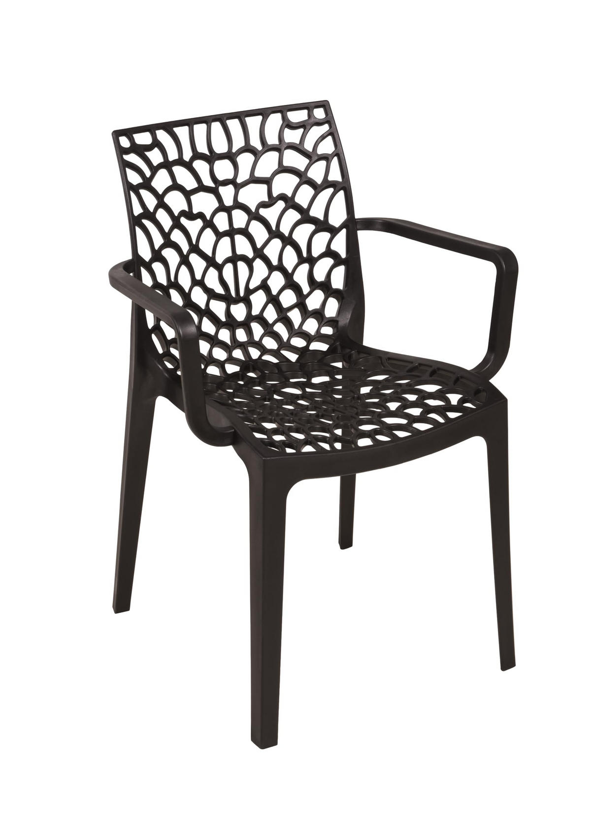 GARTENSTUHL 2er Set Ivar Schwarz Gartenstühle - Schwarz, Kunststoff (58/81/52cm) - DELUKE