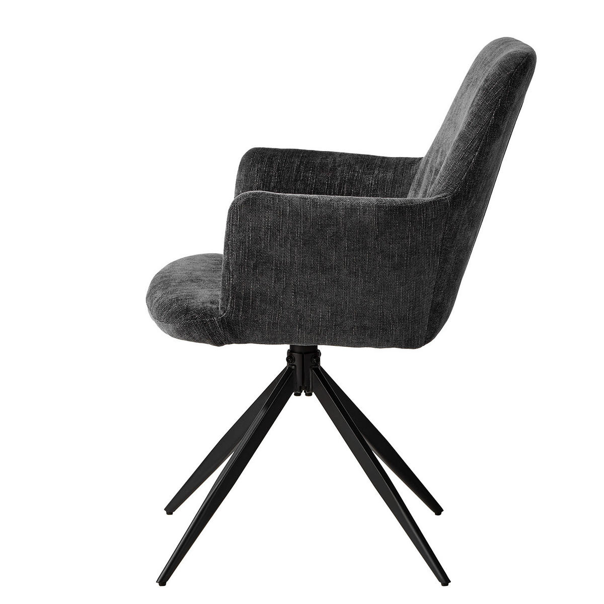 DREHBARER ARMLEHNENSTUHL - Grau - Chenille - Eisen - 59 x 87 x 65 cm - Grau, Textil/Metall (59/87/65cm) - home24