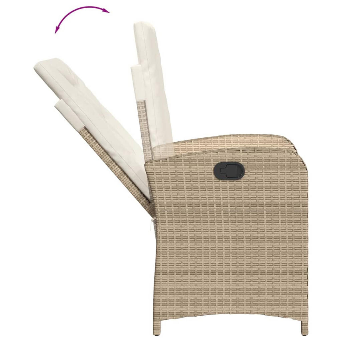 GARTENSESSEL Mit Kissen Verstellbar Beige Poly Rattan - Beige, Kunststoff (58.5/93/57cm) - vidaXL