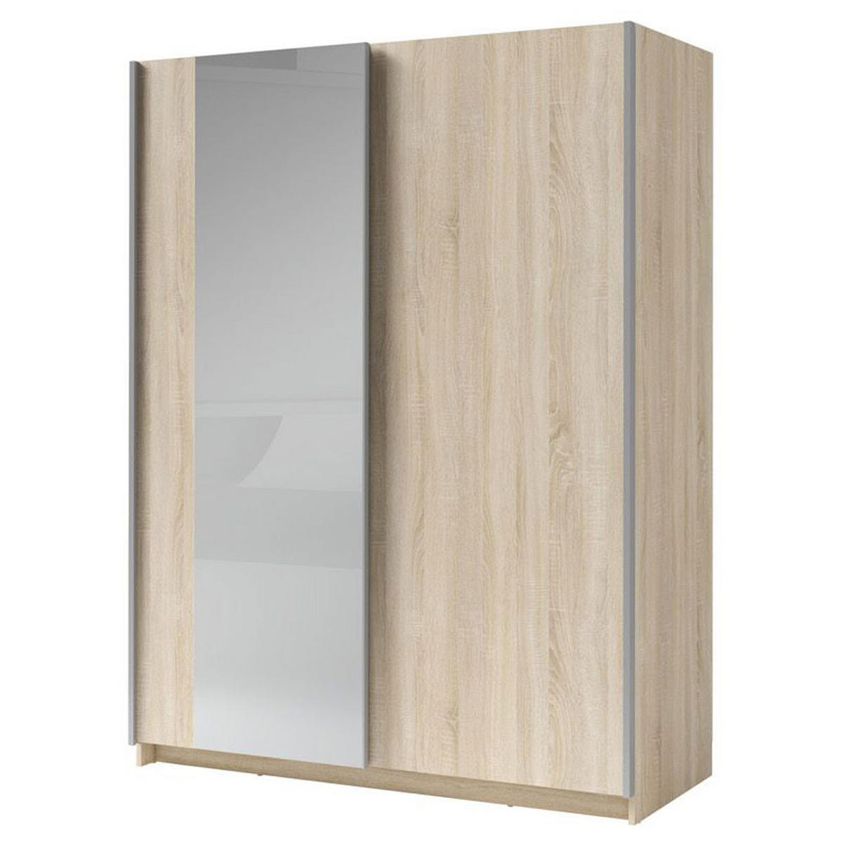 SCHWEBETÜRENSCHRANK Gozo Sonoma Eiche / Spiegel 150 / 62 / 198cm - Grau/Sonoma Eiche, Glas/Holz (150/198/62cm) - Feldmann-Wohnen