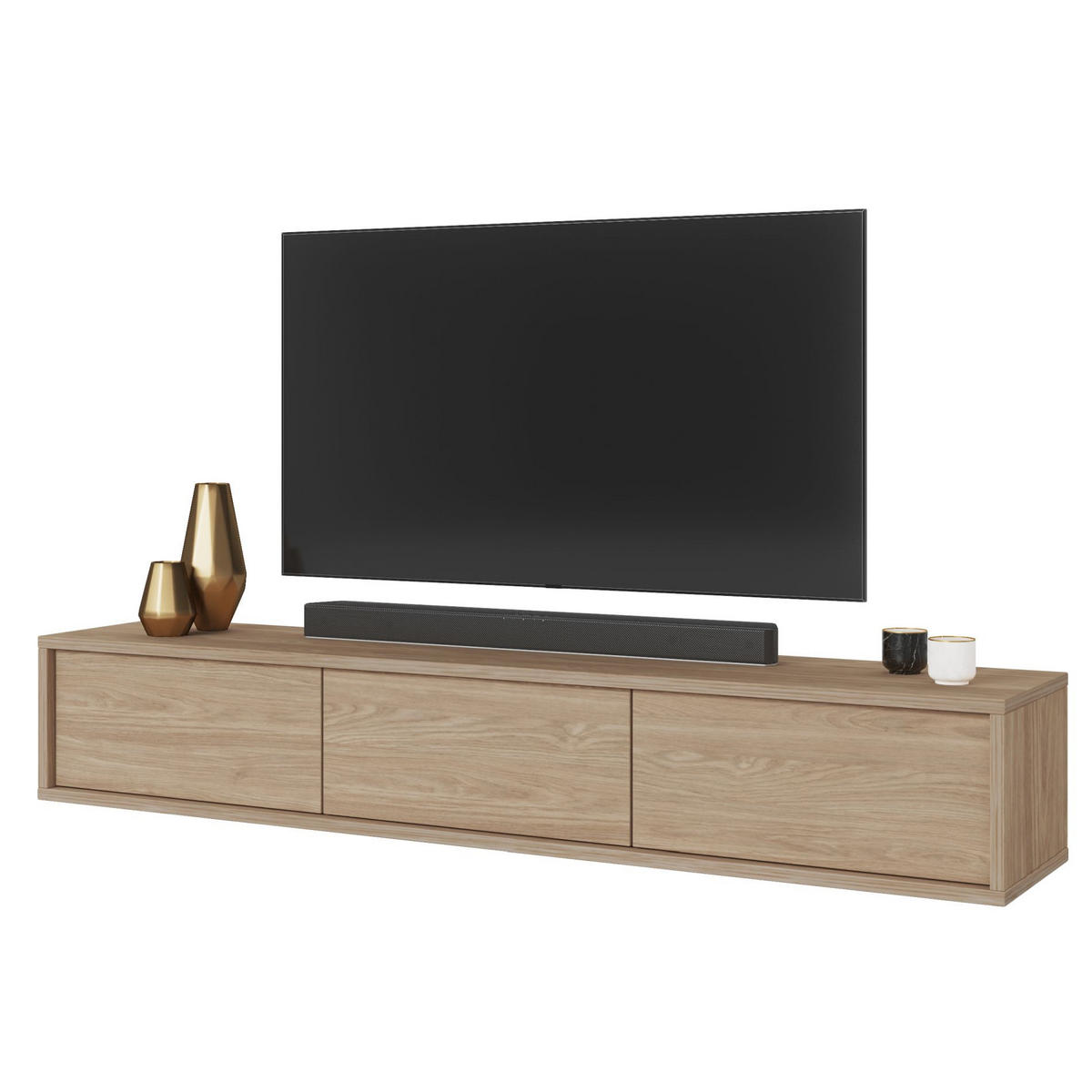 TV-LOWBOARD Moddern Eiche 180 cm - Beige, Holzwerkstoff (180/32/36cm) - Selsey
