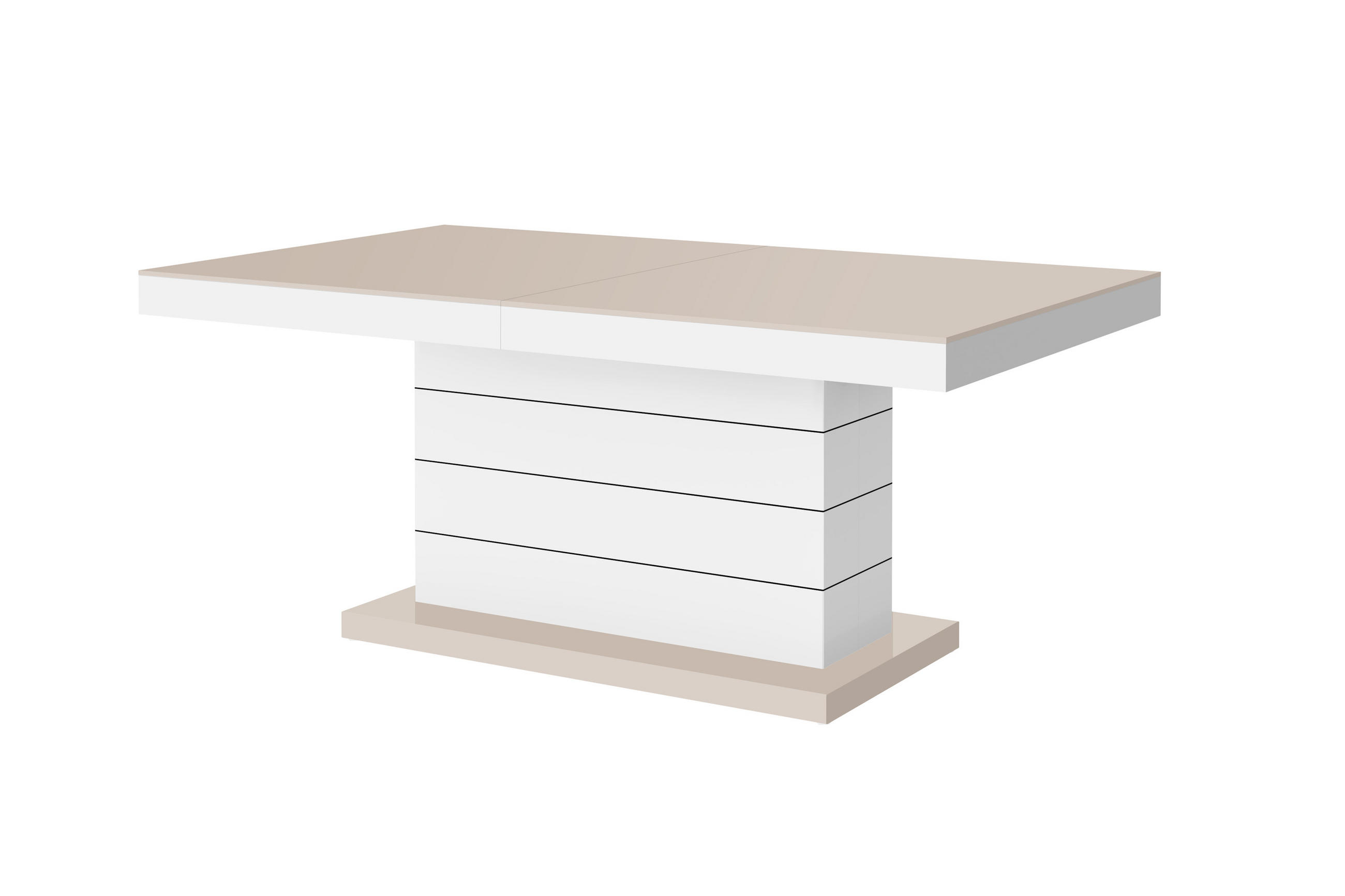 COUCHTISCH rechteckig Cappuccino Weiß Hochglanz auziehbar höhenverstellbar 120/70/50 cm - Weiß Hochglanz/Cappuccino, Holzwerkstoff (70/120/50cm)
