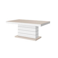 COUCHTISCH rechteckig Cappuccino Weiß Hochglanz auziehbar höhenverstellbar 120/70/50 cm - Weiß Hochglanz/Cappuccino, Holzwerkstoff (70/120/50cm)