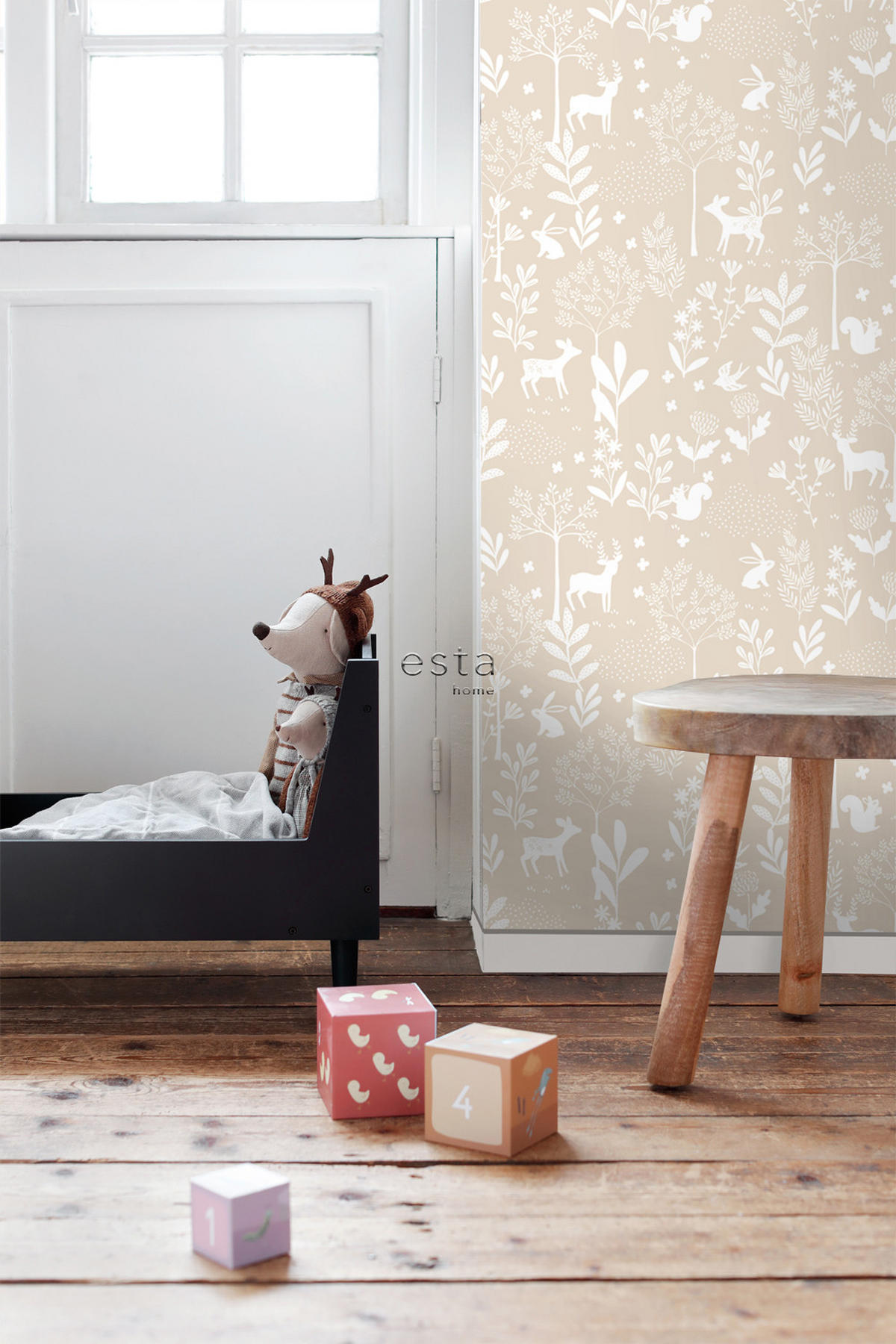 TAPETE Wald mit Waldtieren 53 cm x 10.05 m - Beige, Papier (53/0.1cm) - ESTAhome