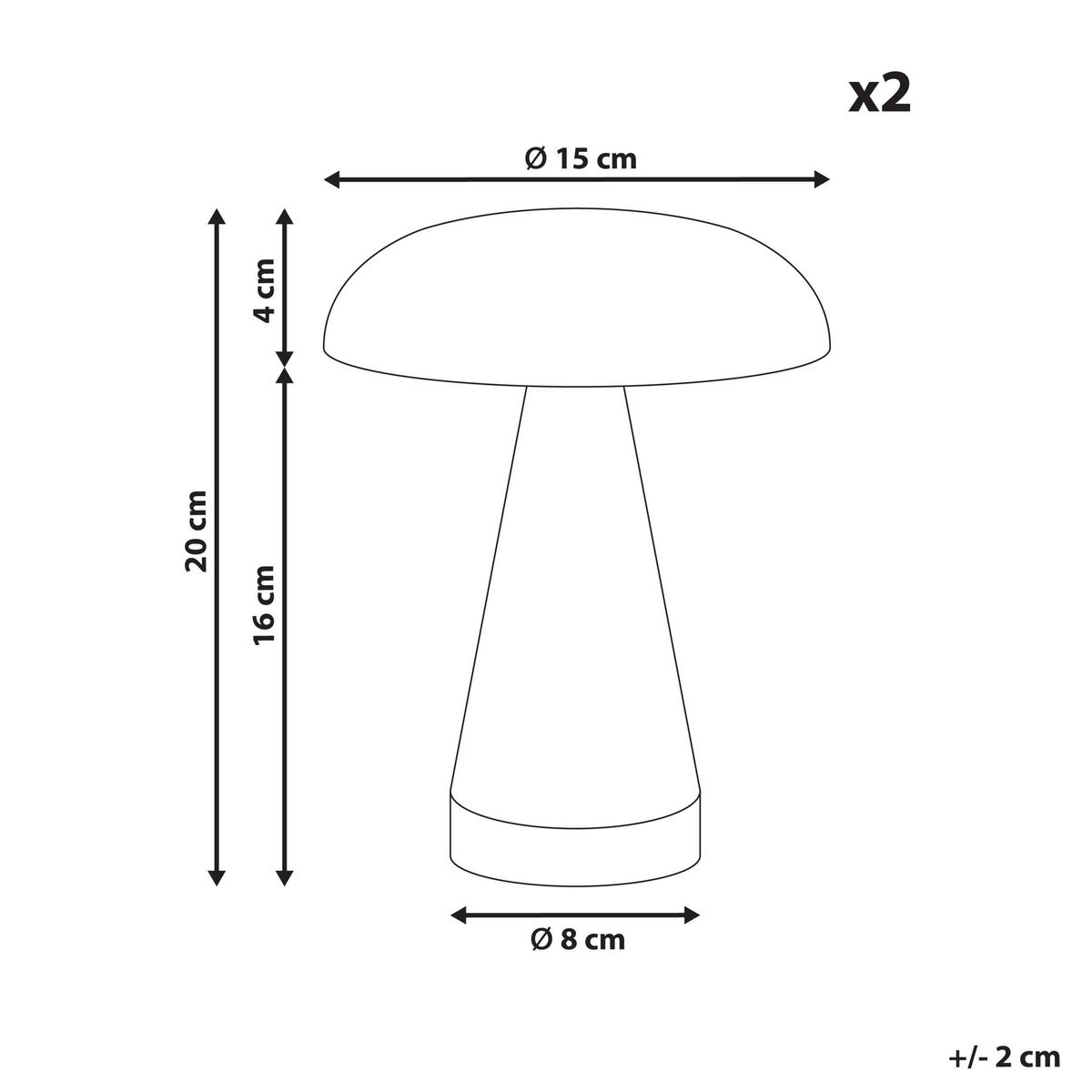 KABELLOSE LED Tischlampe 2er Set mit Dimmer Metall Gold Kulfo - Goldfarben, Metall (15/15/20cm) - Beliani