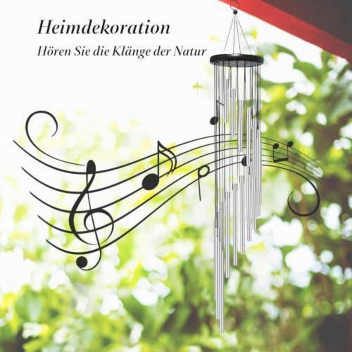 WINDSPIEL Aluminium 18 Rohre Silber 91,4 cm - Silberfarben, Metall (91.4/11.9/11.9cm)