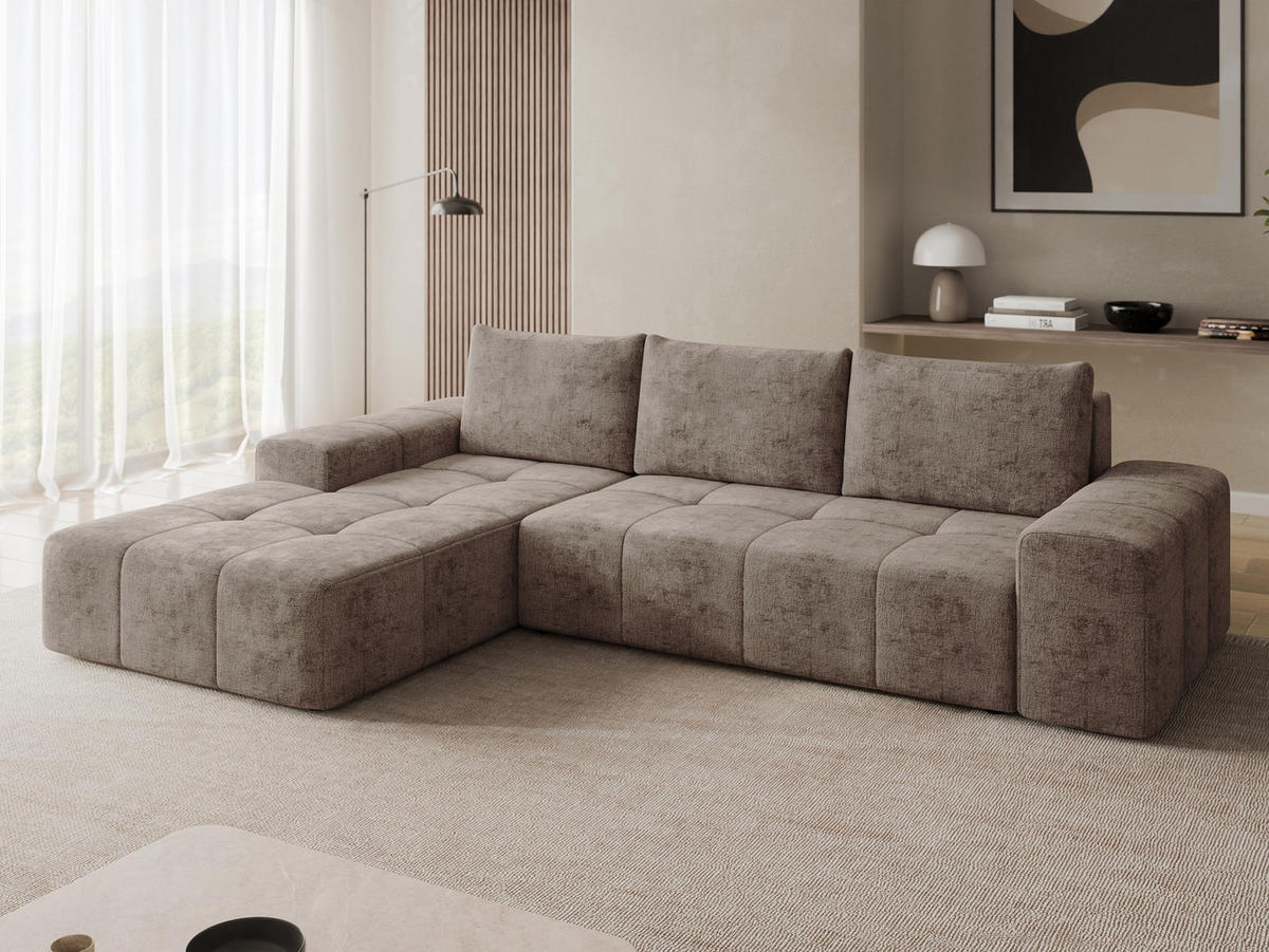 ECKSCHLAFSOFA Tonseo L, Seite: Links - Hellbraun/Schwarz, Holz/Kunststoff (275/173cm) - MIRJAN24