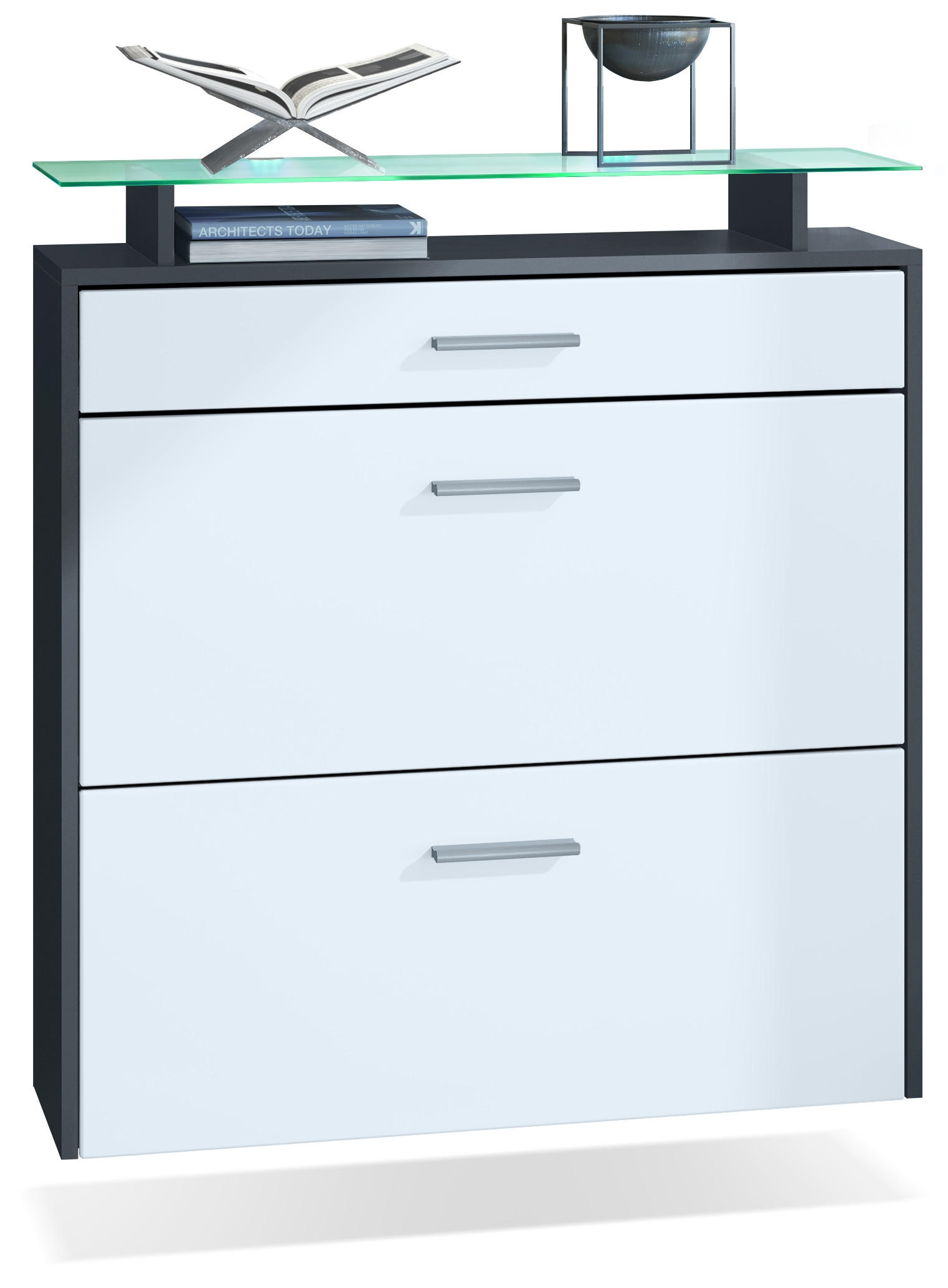 SCHUHSCHRANK Malea Fronten in Weiß matt - Weiß, Holzwerkstoff (89/96/23cm) - Vladon