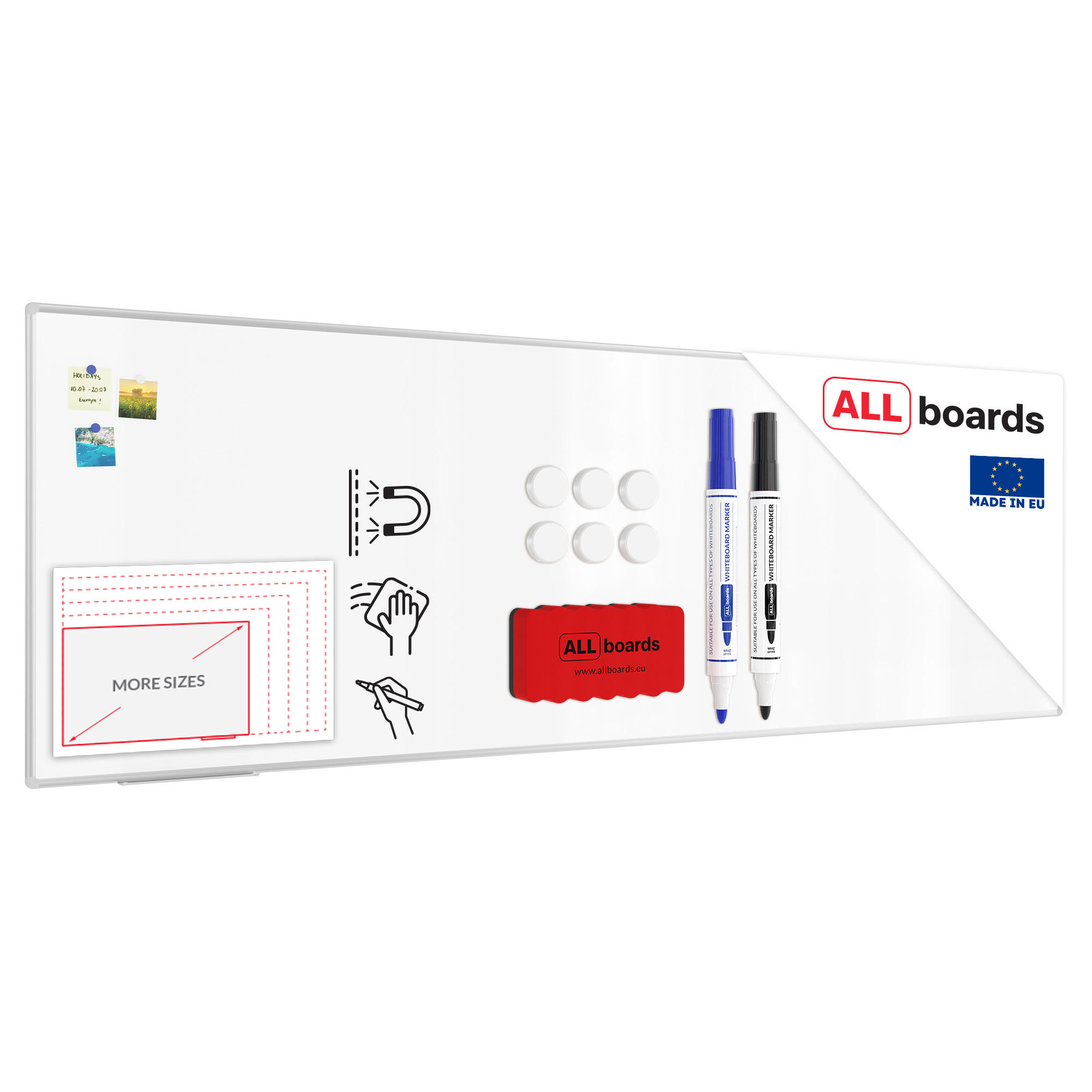 MAGNETISCHES Whiteboard - PREMIUM EXPO Alurahmen 300x100cm - Weiß, Metall (300/100/1.6cm) - ALLboards
