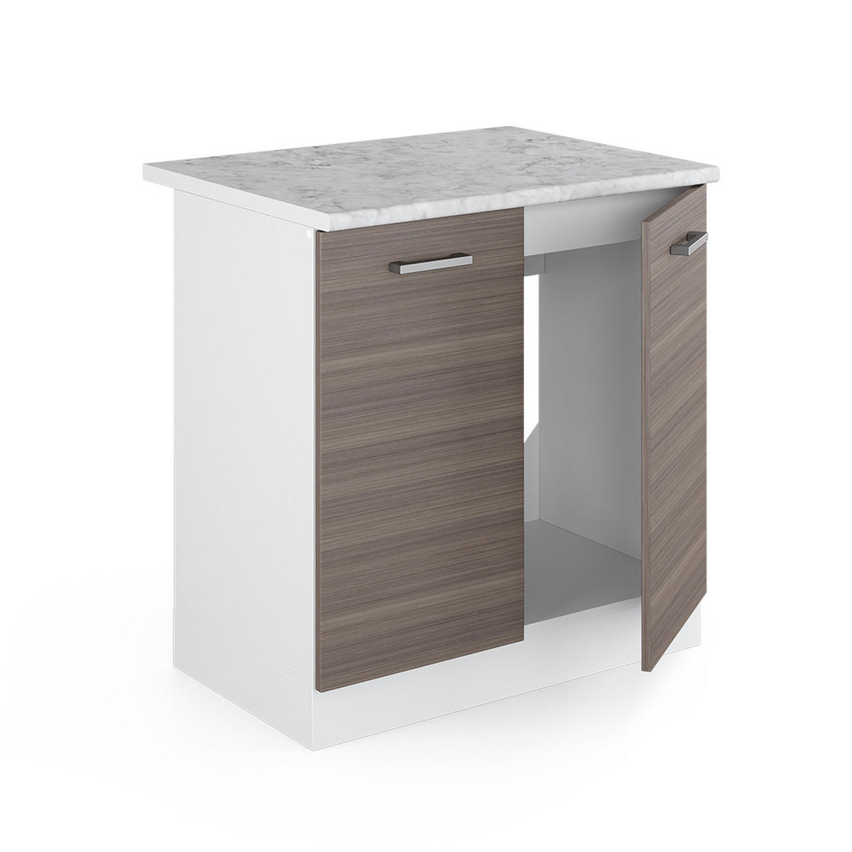 SPÜLENUNTERSCHRANK R-Line Grau 80 cm, AP Marmor - Weiß/Braun, Holzwerkstoff (80/81.6/60cm) - Vicco
