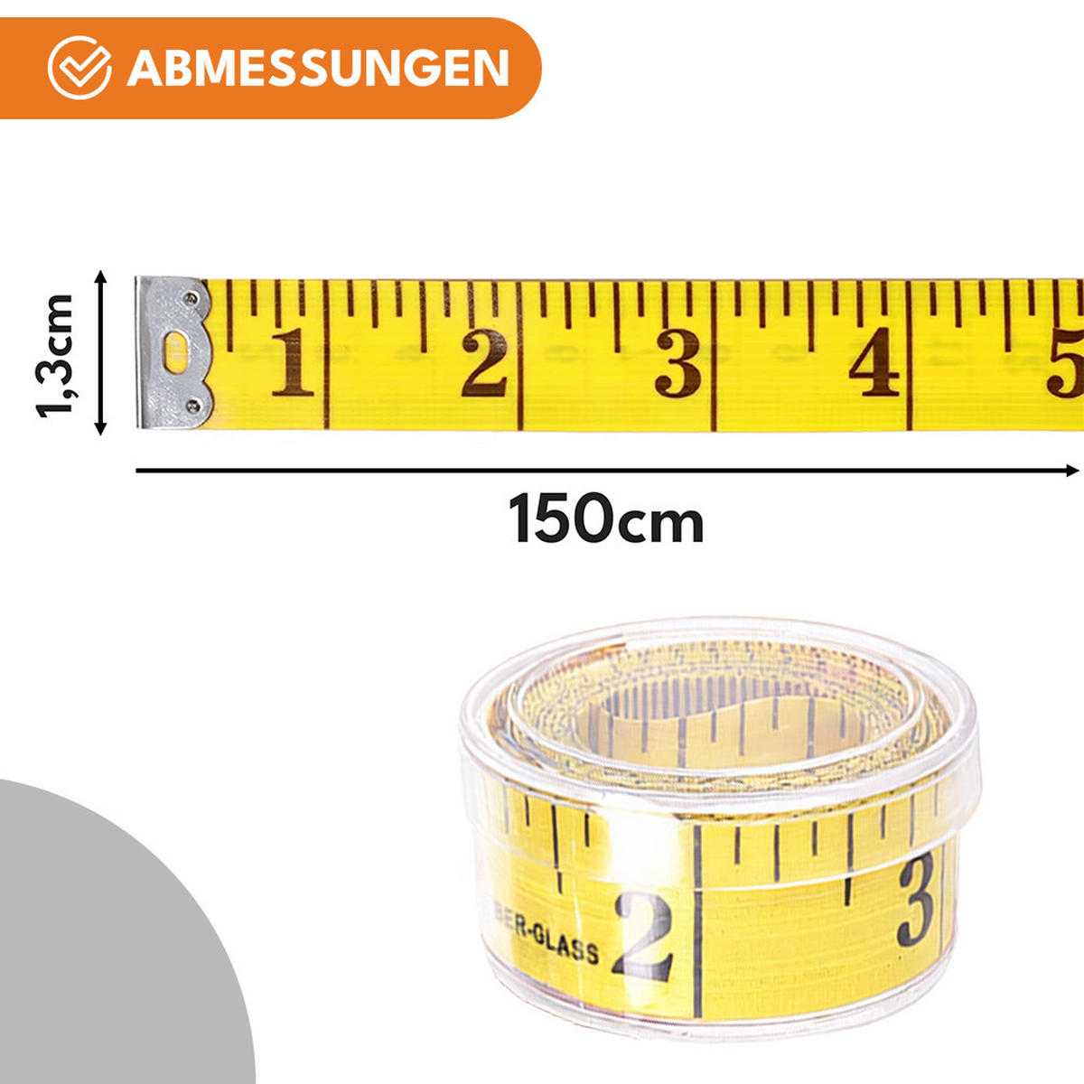 MASSBAND 150 cm - Gelb, Kunststoff (150/150/1.3cm) - KRUMAD