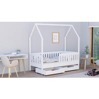 HAUSBETT 140x70 weiß mit Schubladen - Weiß, Holzwerkstoff (70/140cm)