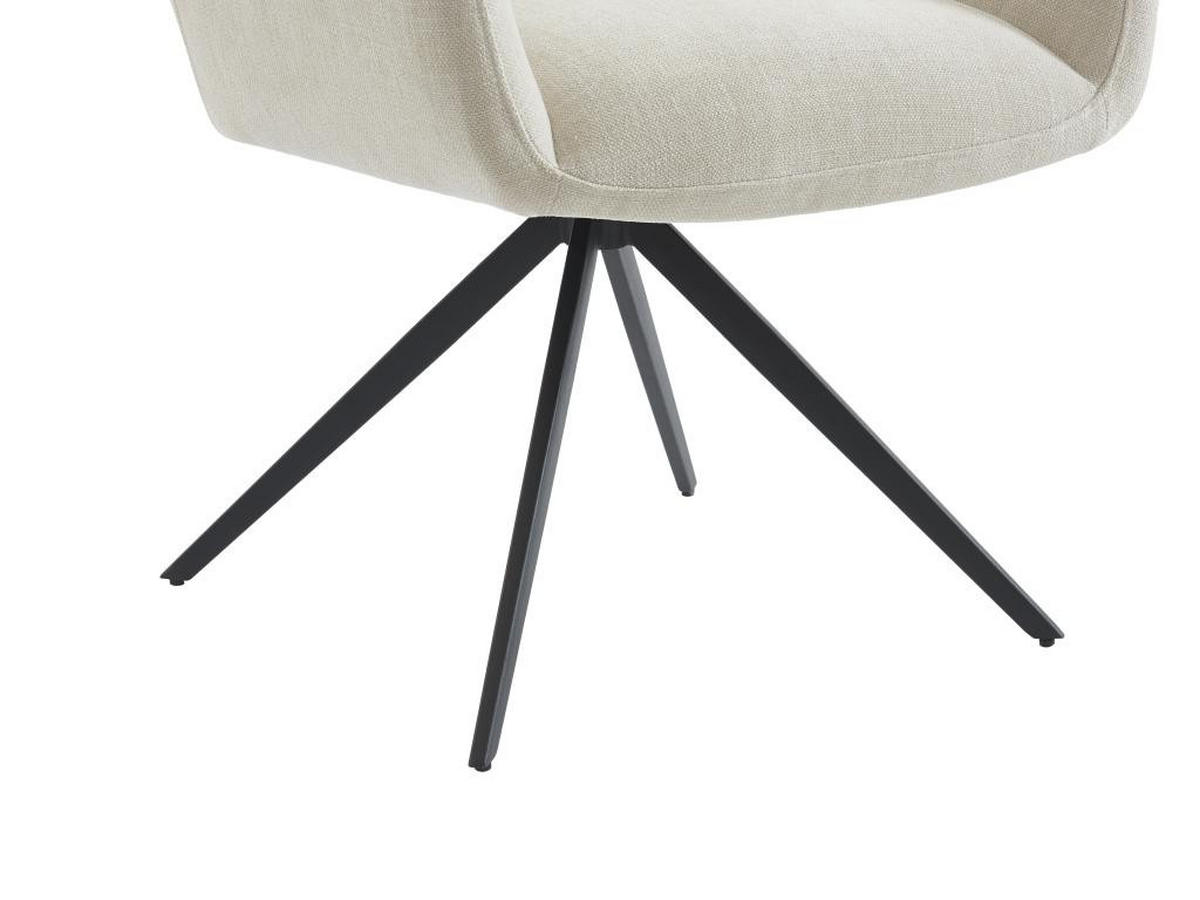 STUHL mit Armlehnen - Stoff & schwarzes Metall - Beige - KARDESA - Beige, Textil (68.5/91/68.5cm) - Vente-Unique