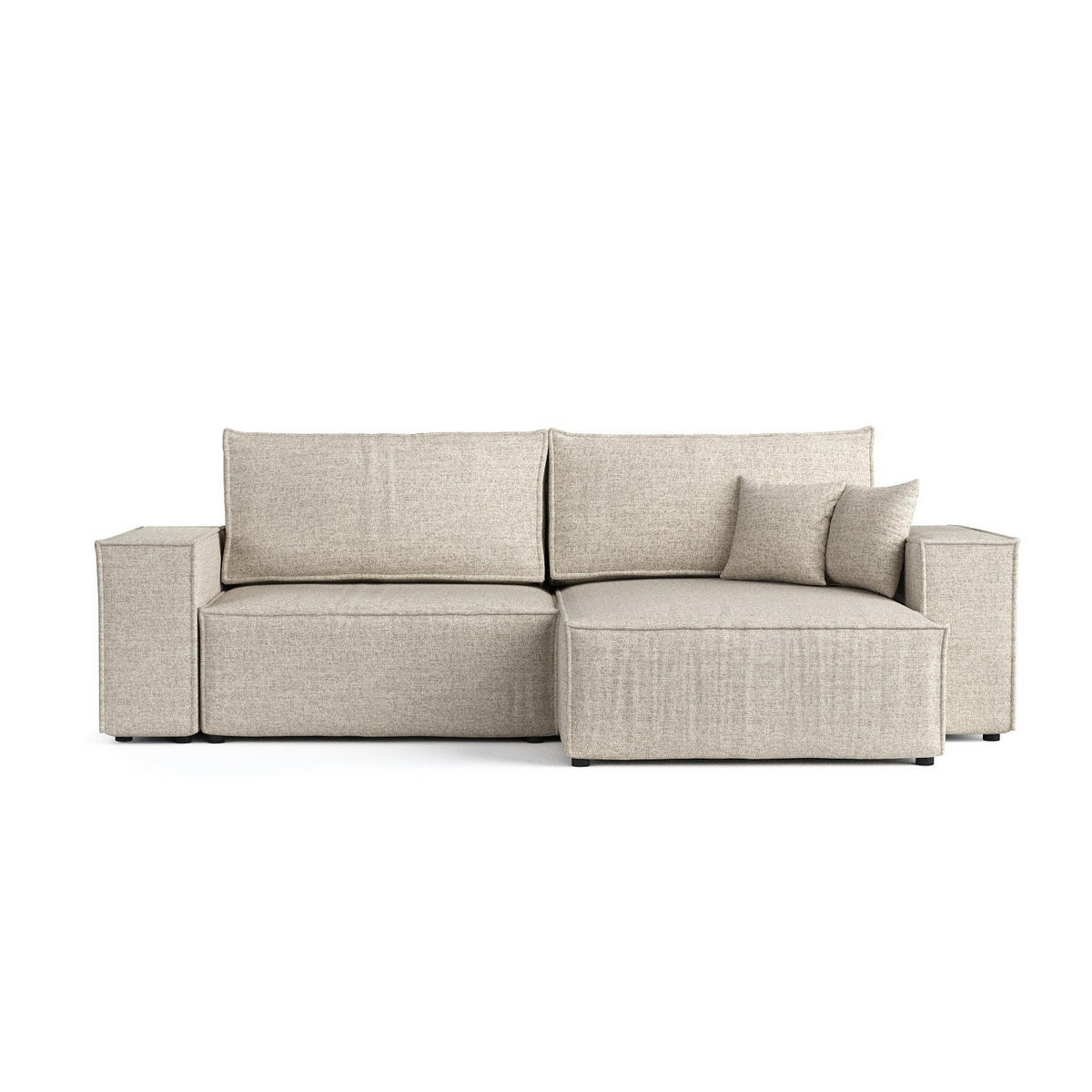 ROHOVÁ SEDAČKA CAVO, textil, Béžová - černá/béžová, dřevo/kompozitní dřevo (255/148cm) - AltaBeds