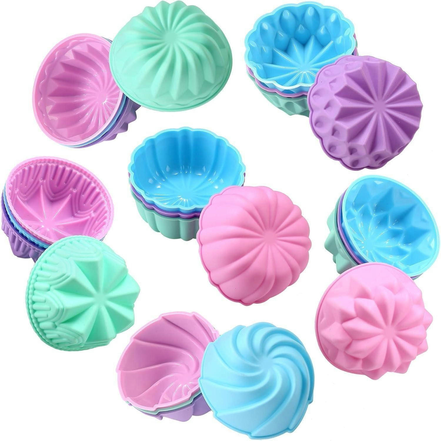MUFFINBACKFORMEN 24 Stück Set Silikon 7,6 cm - Multicolor, Kunststoff (7.6/3.7/7.6cm)