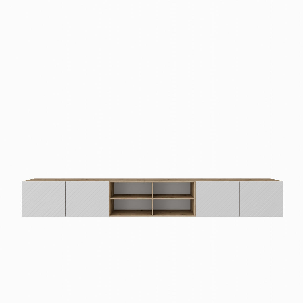 TV-SCHRANK Nicole IV 300 cm, viertürig, artisan, weiß - Eiche Artisan/Weiß, Kunststoff (300/41/40cm) - Margaret Hadas24