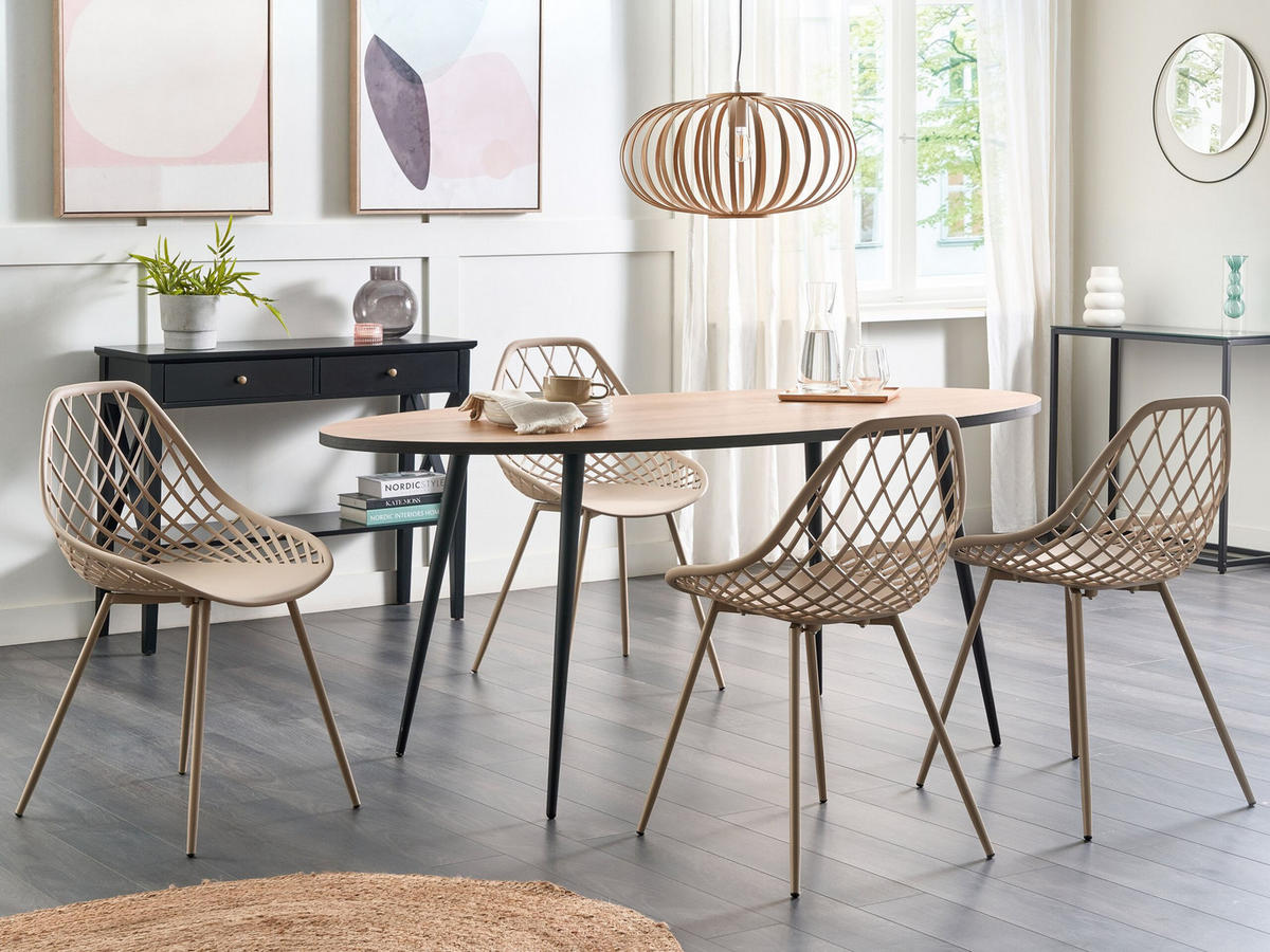 ESSZIMMERSTUHL 2er-Set Kunststoff Beige Canton II - Beige, Kunststoff/Metall (46/86/52cm) - Beliani