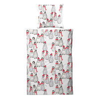 BETTWÄSCHE Biber 155x220 Pinguine Warmer Flanell Winter Bettbezug Tiere - Weiß, Textil (155/220cm) - Carpe Sonno
