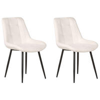 ÉTKEZŐSZÉK 2 darabos Szett Bársony törtfehér Melrose - fekete/fehér, textil (51/85/58cm) - Beliani