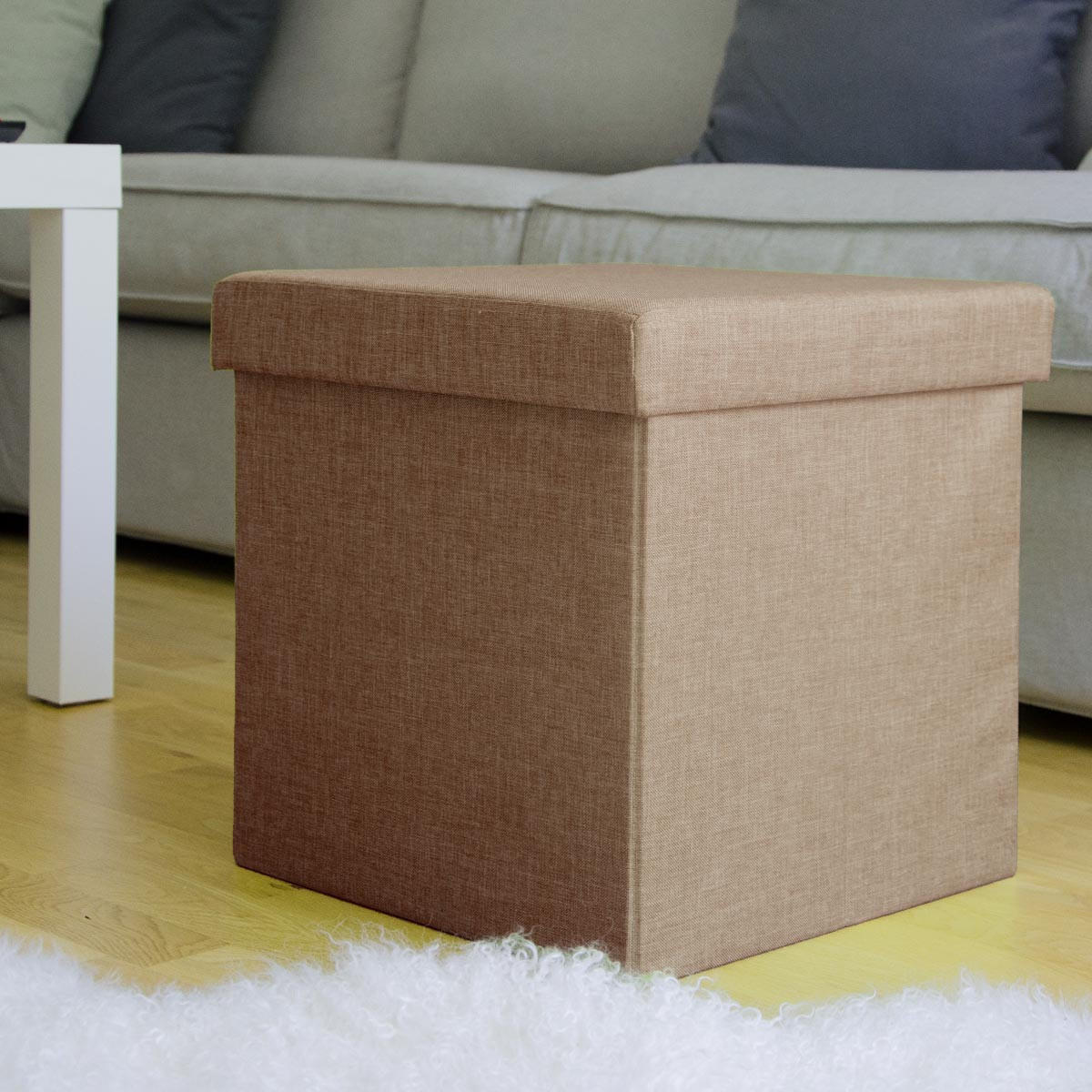 SITZWÜRFEL 38/38 cm, Faltbar 42 Liter Hellbraun - Braun, Textil (38/38/38cm) - Dunedesign