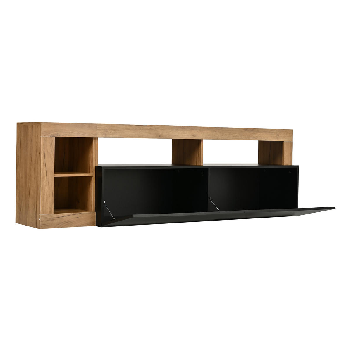 TV-ELEMENT184X42X58CM mit LED-Beleuchtung für 80 Zoll Fernseher Schwarz Holz - Schwarz, Holz (51.18/11/161.7cm) - Raelunyi