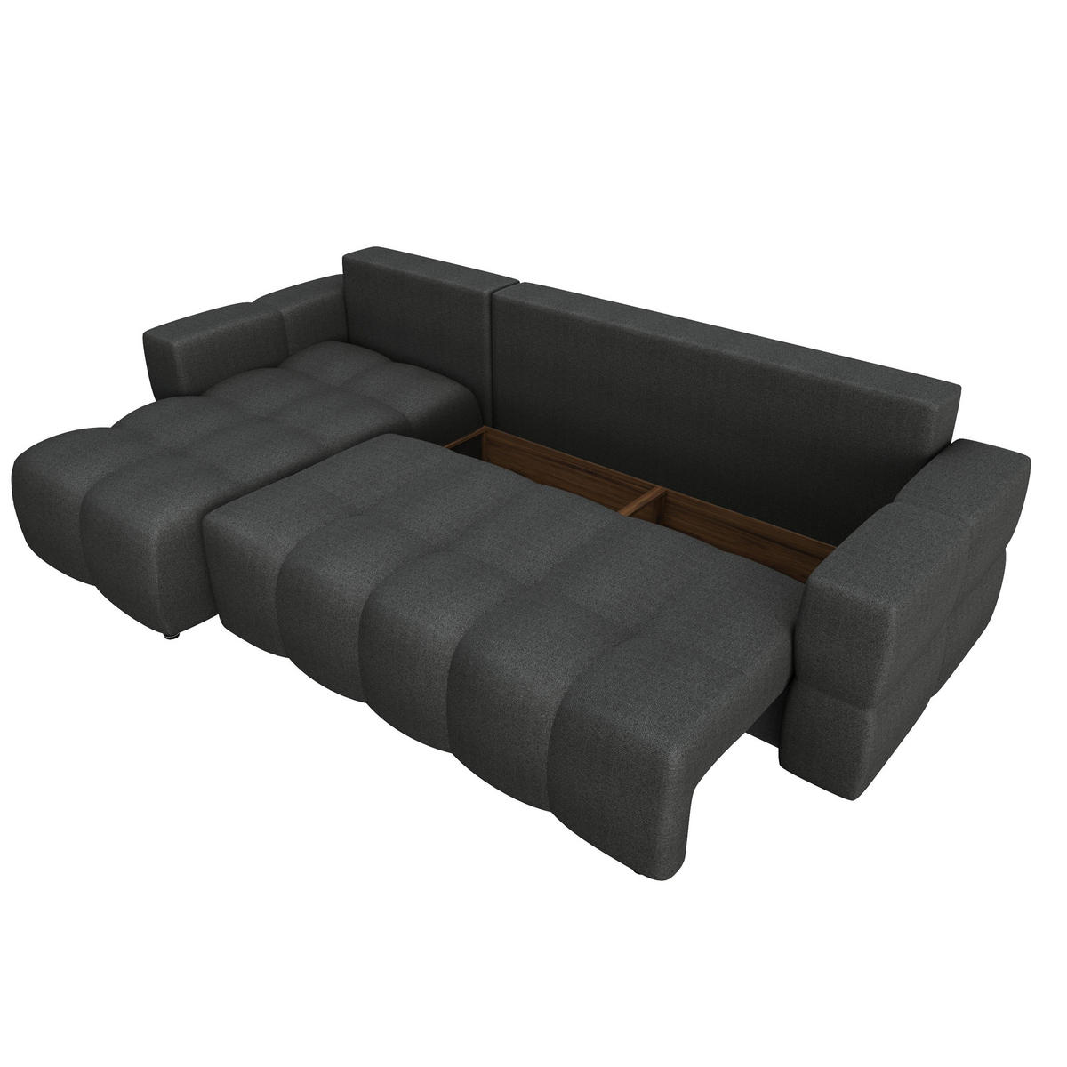 ECKSOFA LINKS Rastergewebe Anthrazitgrau 286cm - Dunkelgrau/Anthrazit, Textil (169/286cm) - Sia Home