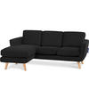 3-SITZER-ECKSOFA-LINKS TAGIO mit Ottomane , Schwarz - Schwarz/Braun, Buchenholz/Textil (190/151cm) - KONSIMO®