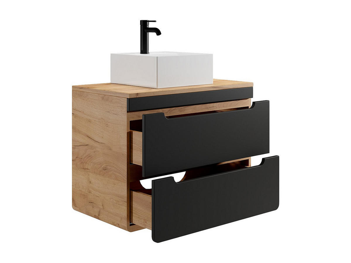 EINZELWASCHTISCH - 80cm x 46cm - Holzspan - anthrazitgrau, naturfarben hell - ARUBA - Anthrazit, Holz (80/59/46cm) - Vente-Unique