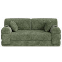 SCHLAFSOFA 2-Sitzer Cord mit Getränkehaltern und Seitentaschen, Grün - Grün, Textil (168/81/80cm) - Kaket