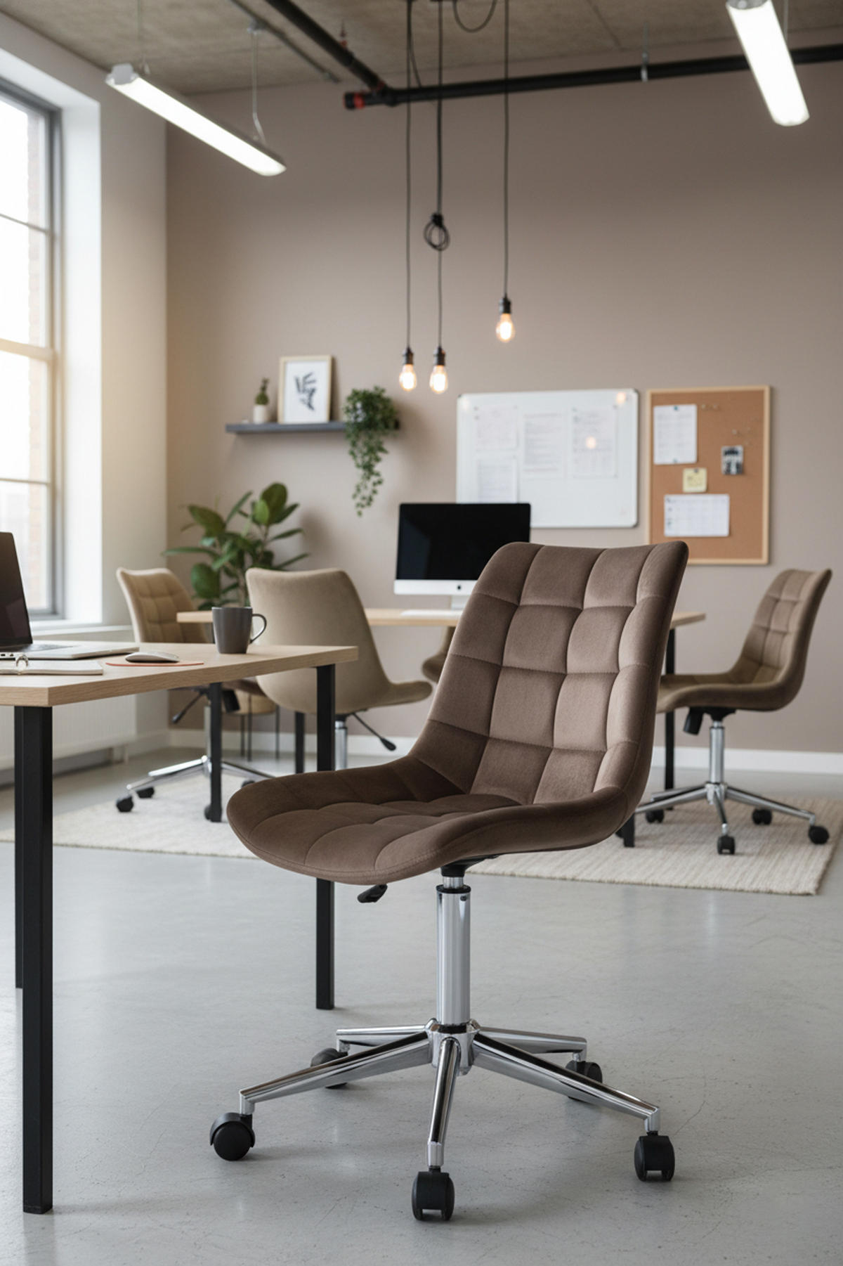 BÜROSTUHL Auronix Samt braun - Chromfarben/Braun, Metall (46/96/62cm) - TPFLiving