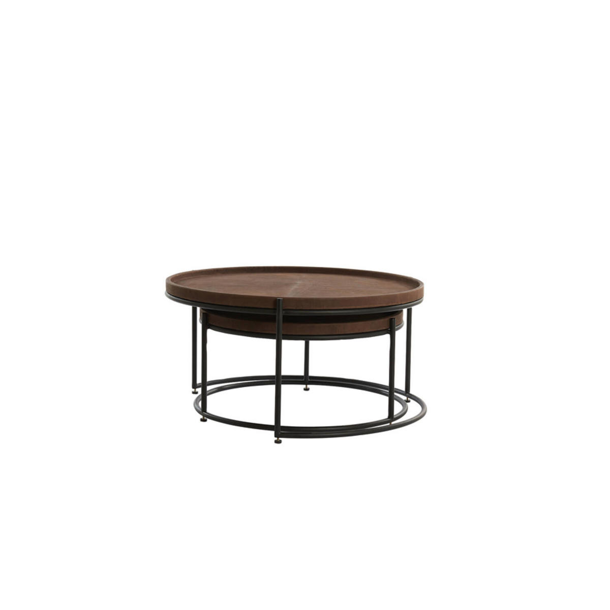 COUCHTISCH JAIRO 2er Set, Leder, Braun-Schwarz - Schwarz/Braun, Leder (79/79/38cm) - Light & Living