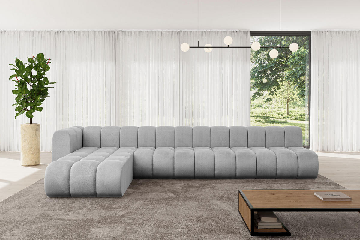 ECKSOFA modulares Sofa Darnel-L3 - 387x177x70 cm Grau - Hellgrau, Holzwerkstoff/Textil (387/177cm) - ALTDECOR