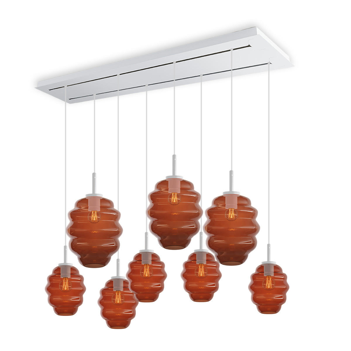 HÄNGELEUCHTE Echos 8-flammig Braun Ø 18/25cm - Braun/Weiß, Glas (18/18/20cm) - s.luce