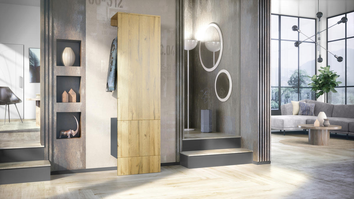 GARDEROBE Carlton Paneel in Eiche Nature - Eichefarben, Holzwerkstoff (52/193/35cm) - Vladon