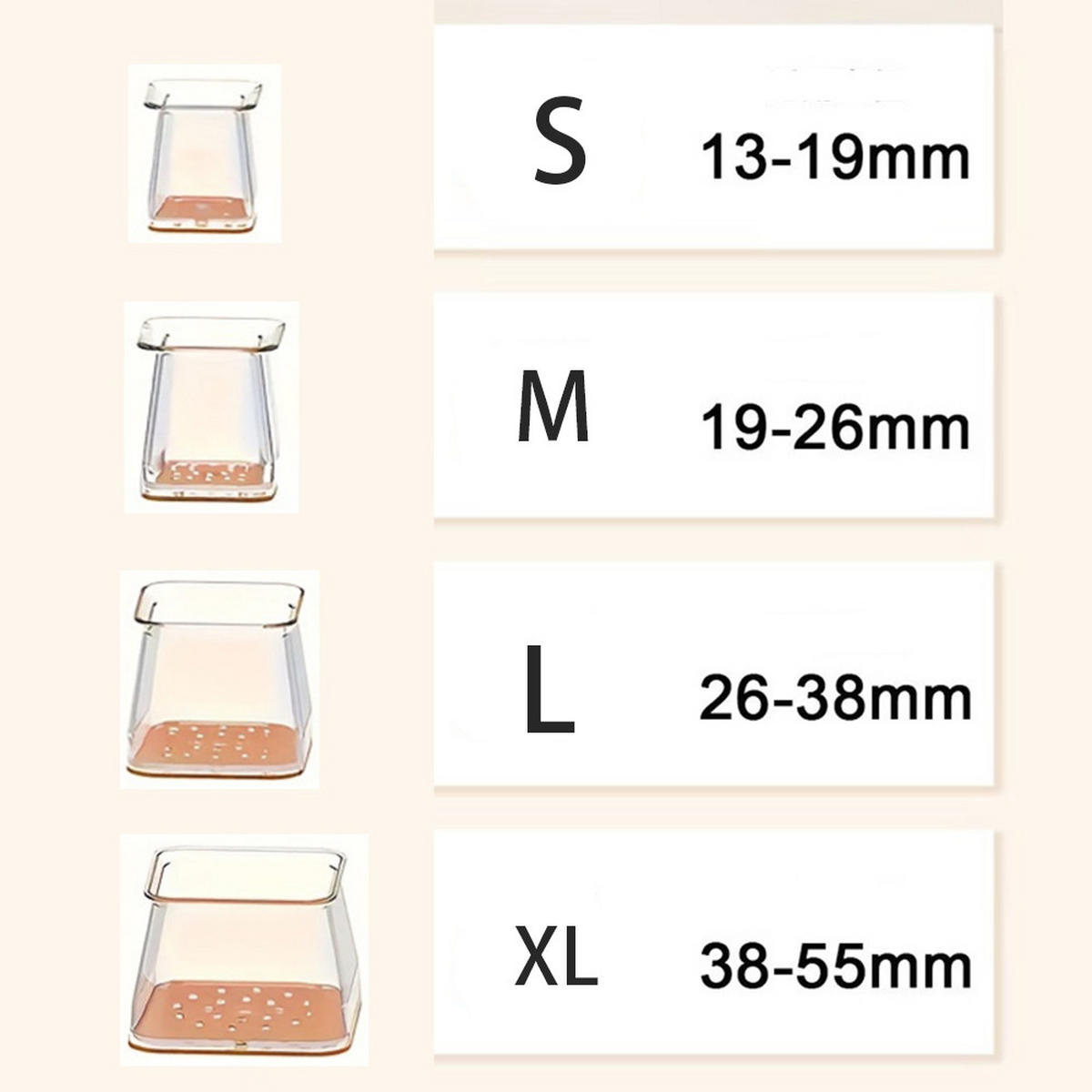 STUHLBEINKAPPEN für 38 - 55mm Stuhlbeine Grau 10-tlg - Grau, Kunststoff (0.38/1/0.55cm)