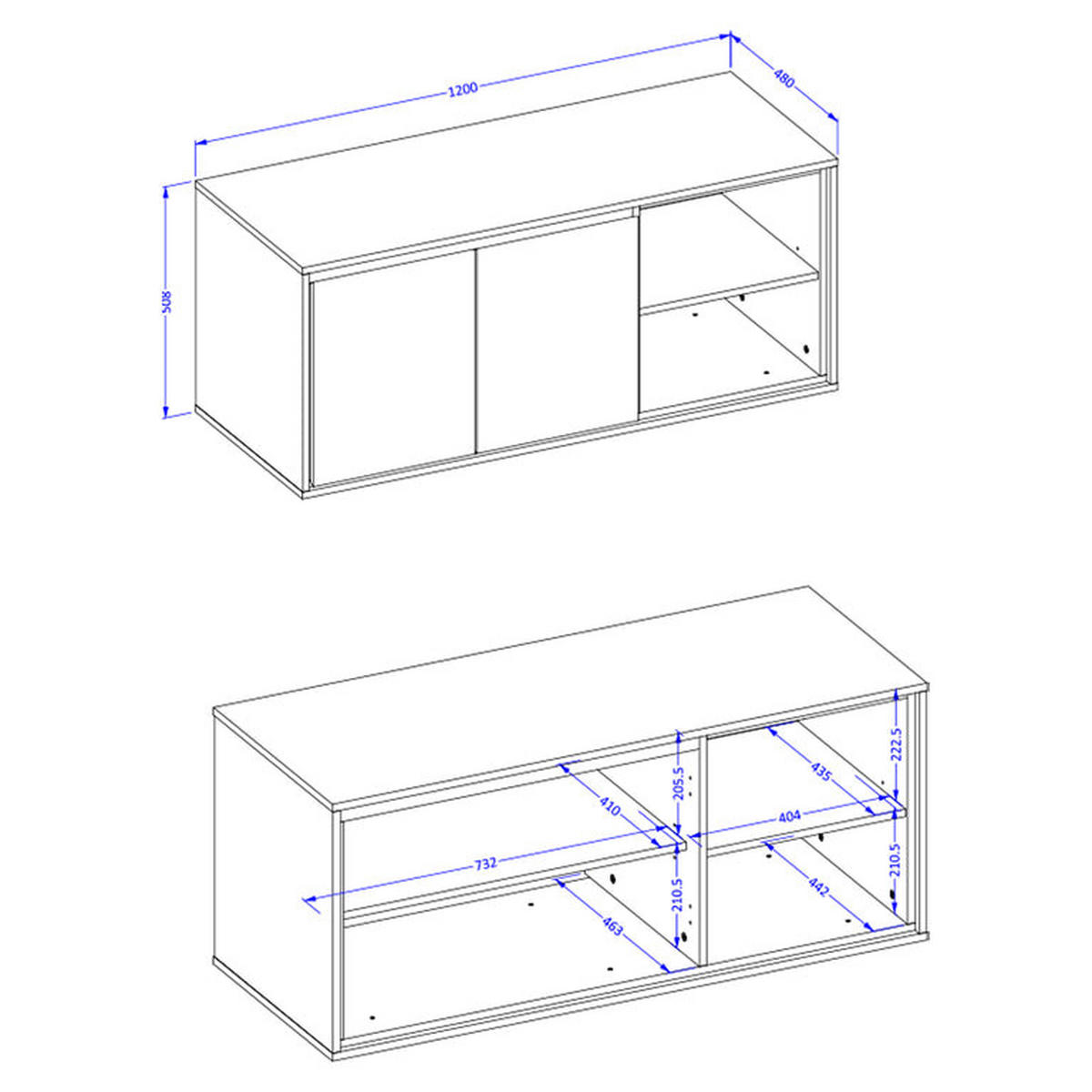WASCHTISCHUNTERSCHRANK 120cm Sophéa 2er-Set Weiß - Weiß, Holzwerkstoff (120/50.8/48cm) - Petits-meubles