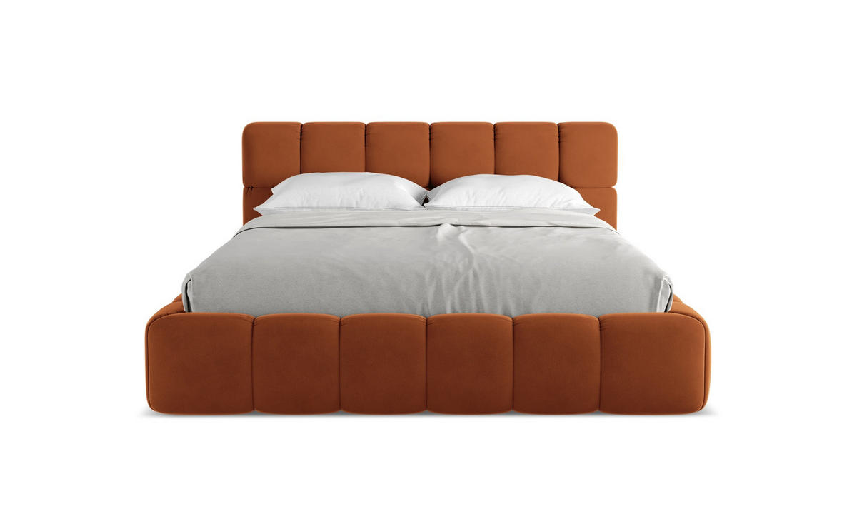 POLSTERBETT mit Bettkasten und Lattenrost 180x228 Orange - Terracotta/Schwarz, Kunststoff/Textil (160/200cm) - Makamii