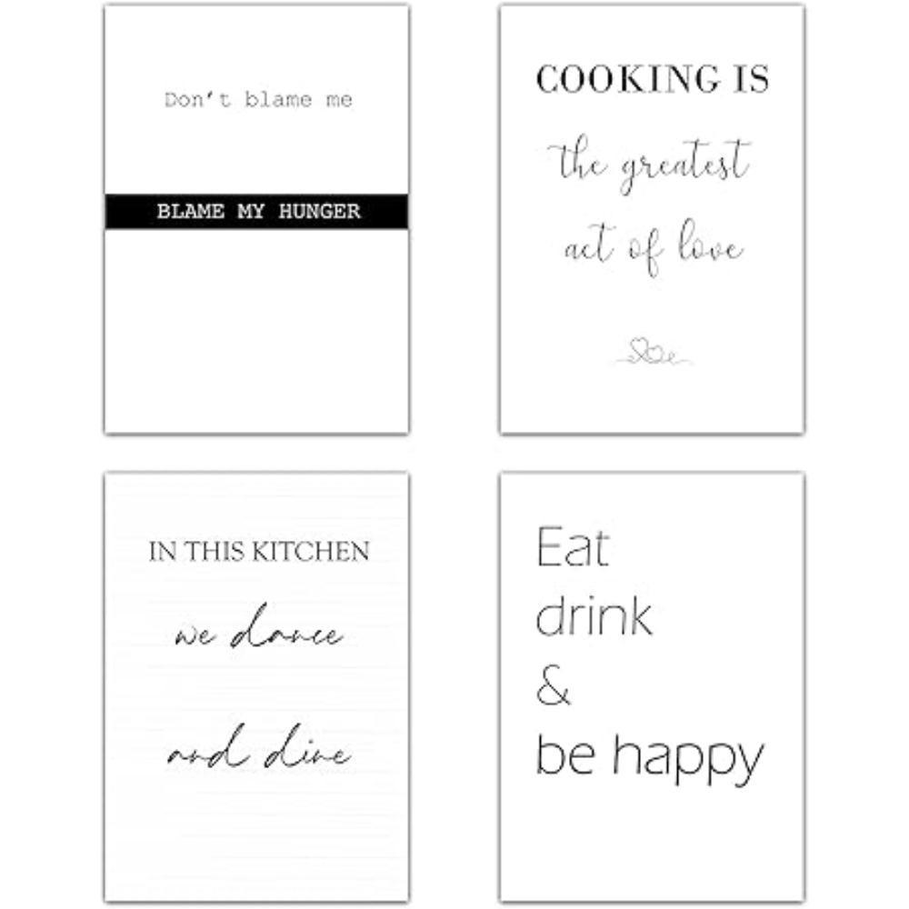 POSTER Set mit 4 Küchenzitate, Nachrichten A3 Rahmenlos - Klar, Papier (29.7/3cm) - Nacnic