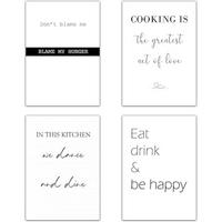 POSTER Set mit 4 Küchenzitate, Nachrichten A3 Rahmenlos - Klar, Papier (29.7/3cm) - Nacnic