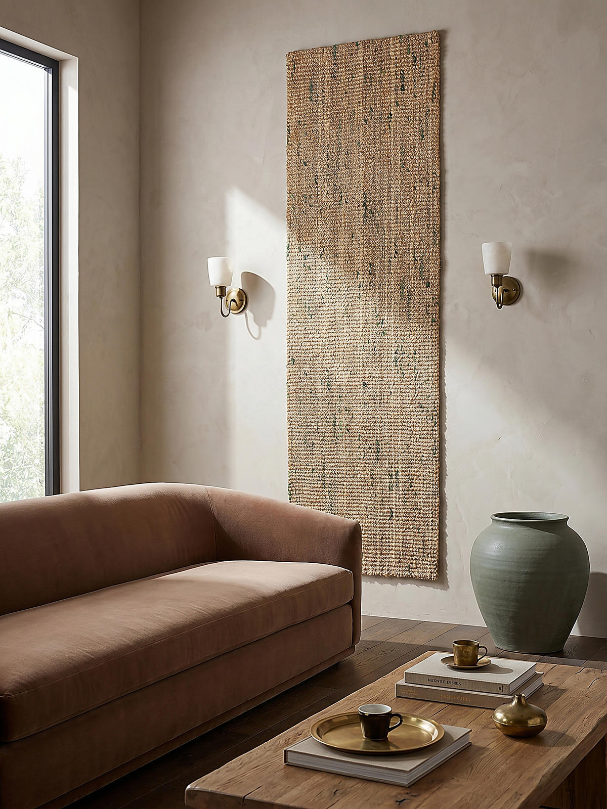 JUTETEPPICH Jute Naturbelassen, Wohnzimmer Natur-Grün Läufer 60x230 - Beige, Textil (230/60cm) - KADIMA DESIGN