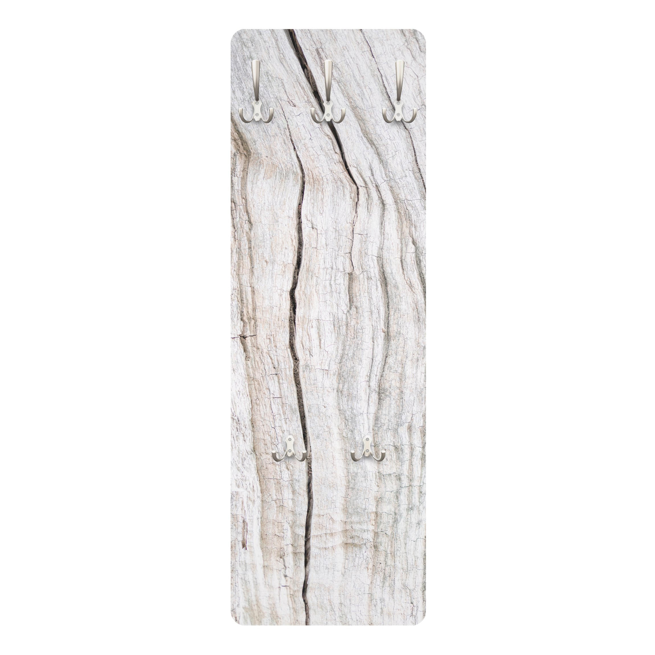 WANDGARDEROBE - Holzstruktur mit Rissen 34/105 cm - Weiß, Holzwerkstoff (34/105/1.6cm) - Bilderwelten