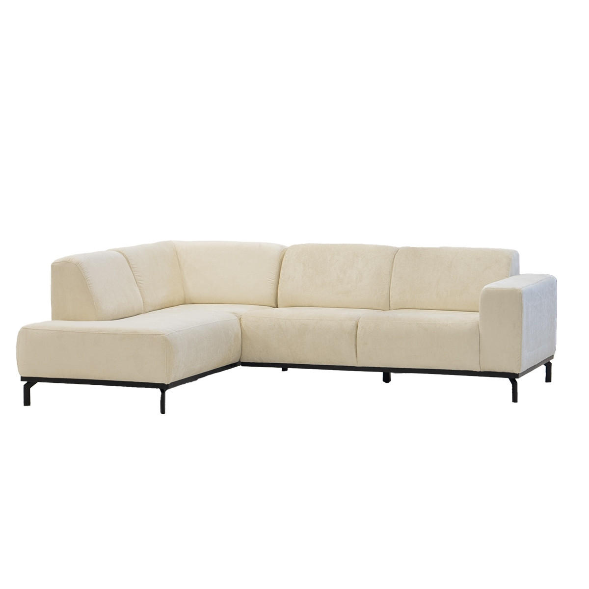 3-SITZER-ECKSOFA mit Ecke auf der linken Seite aus Stoff, beige - Beige, Metall (256/188cm) - Giga Meubel