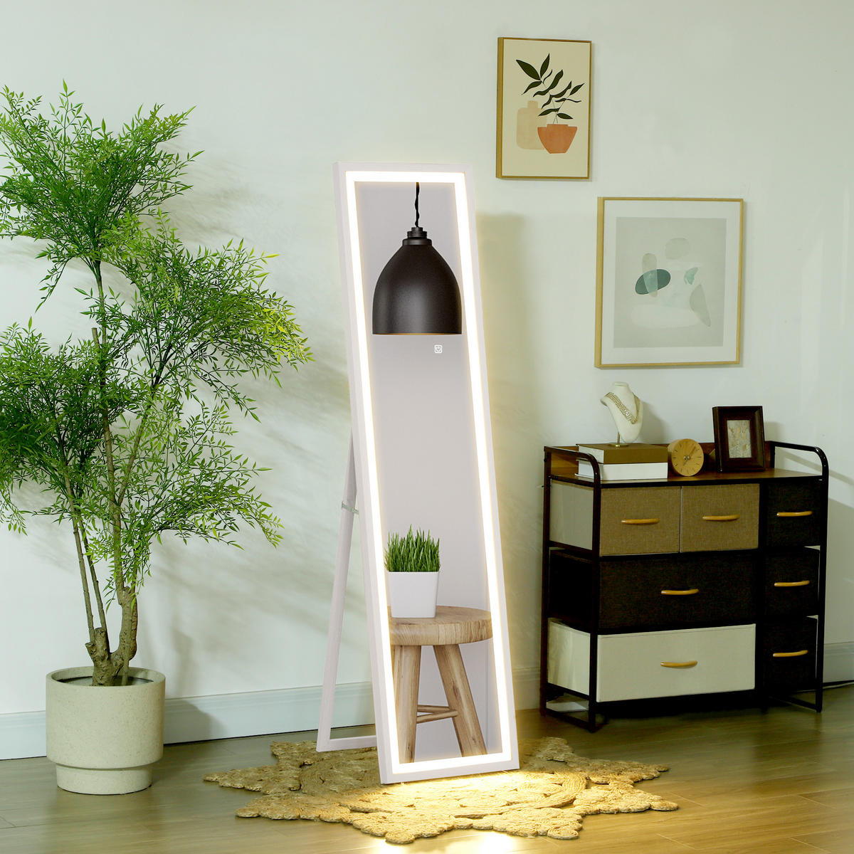 STANDSPIEGEL LED DE-17937 40x160 cm mit 3 Farben & Touchsensor Weiß - Weiß, Glas (40/160/5cm) - ComfortXL